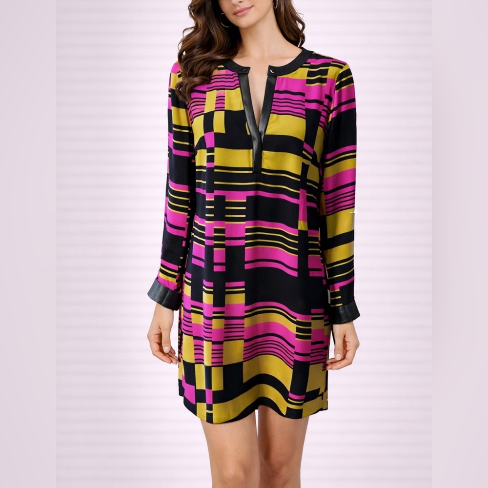 Anthropologie Alice & Trixie Silk Shift Dress Medium Black Green Pink Y2K
